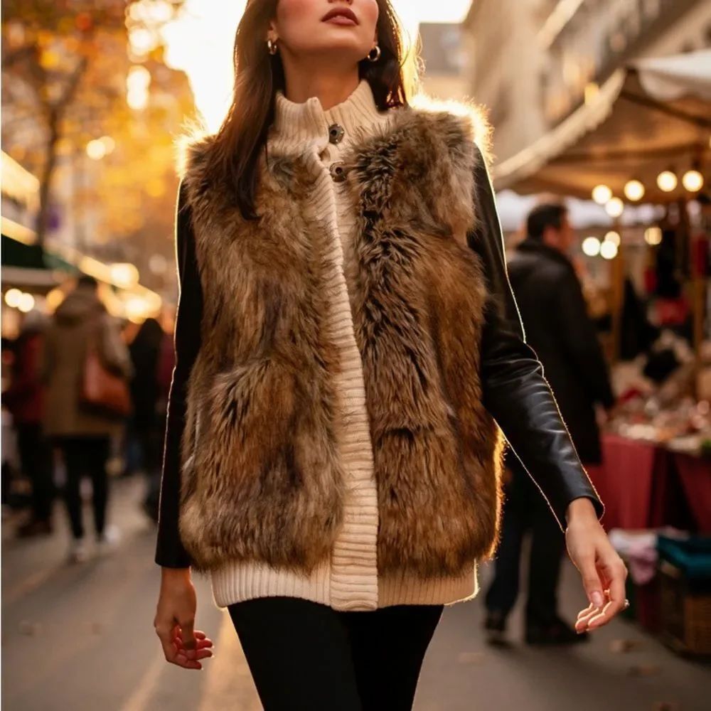 Michael Kors Brown Faux Fur Vest